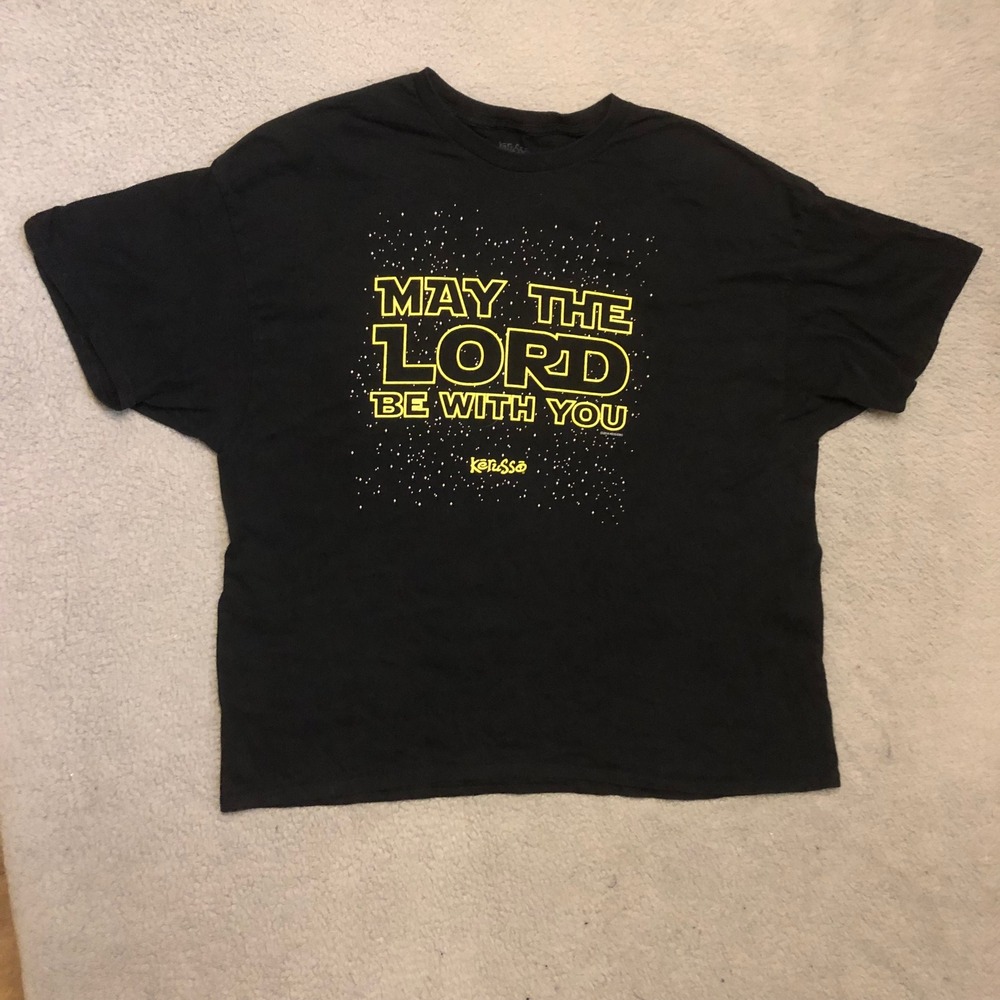 Kerusso Mens 3XL May The Lord Be With You Star Wars Parody Christian Shirt Black